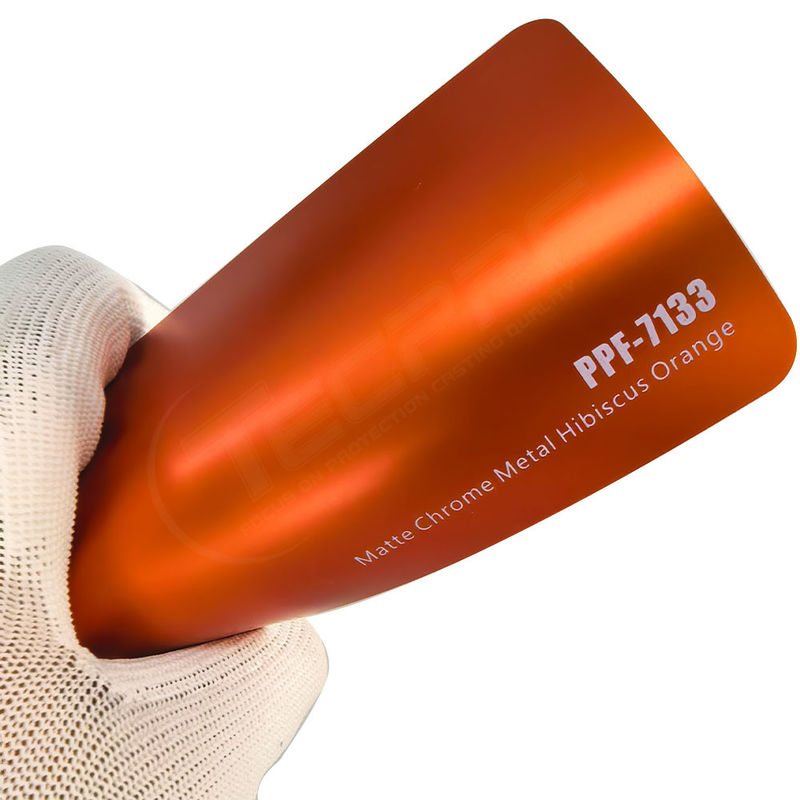 PPF-7133 Matte Chrome Metal Hibiscus Orange Color Paint Protection Film For Car Scratch
